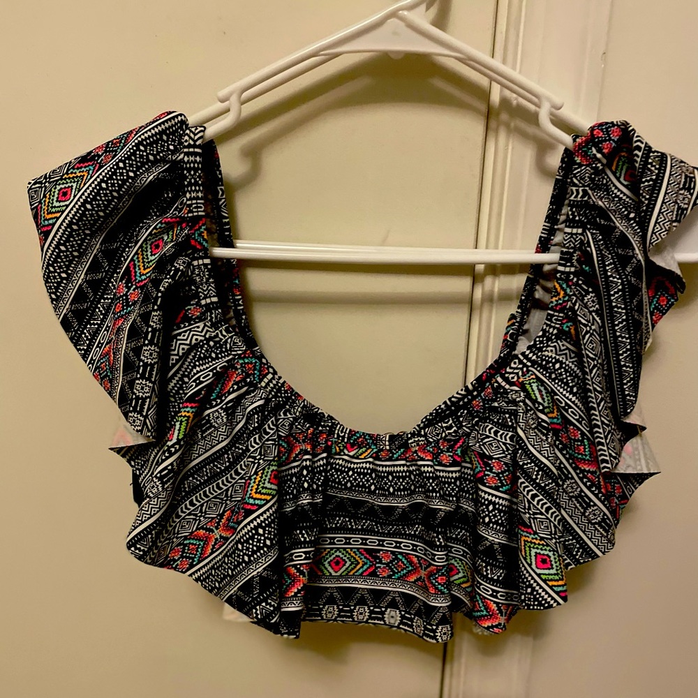 Multicolored Ruffled Bathing Suit Top